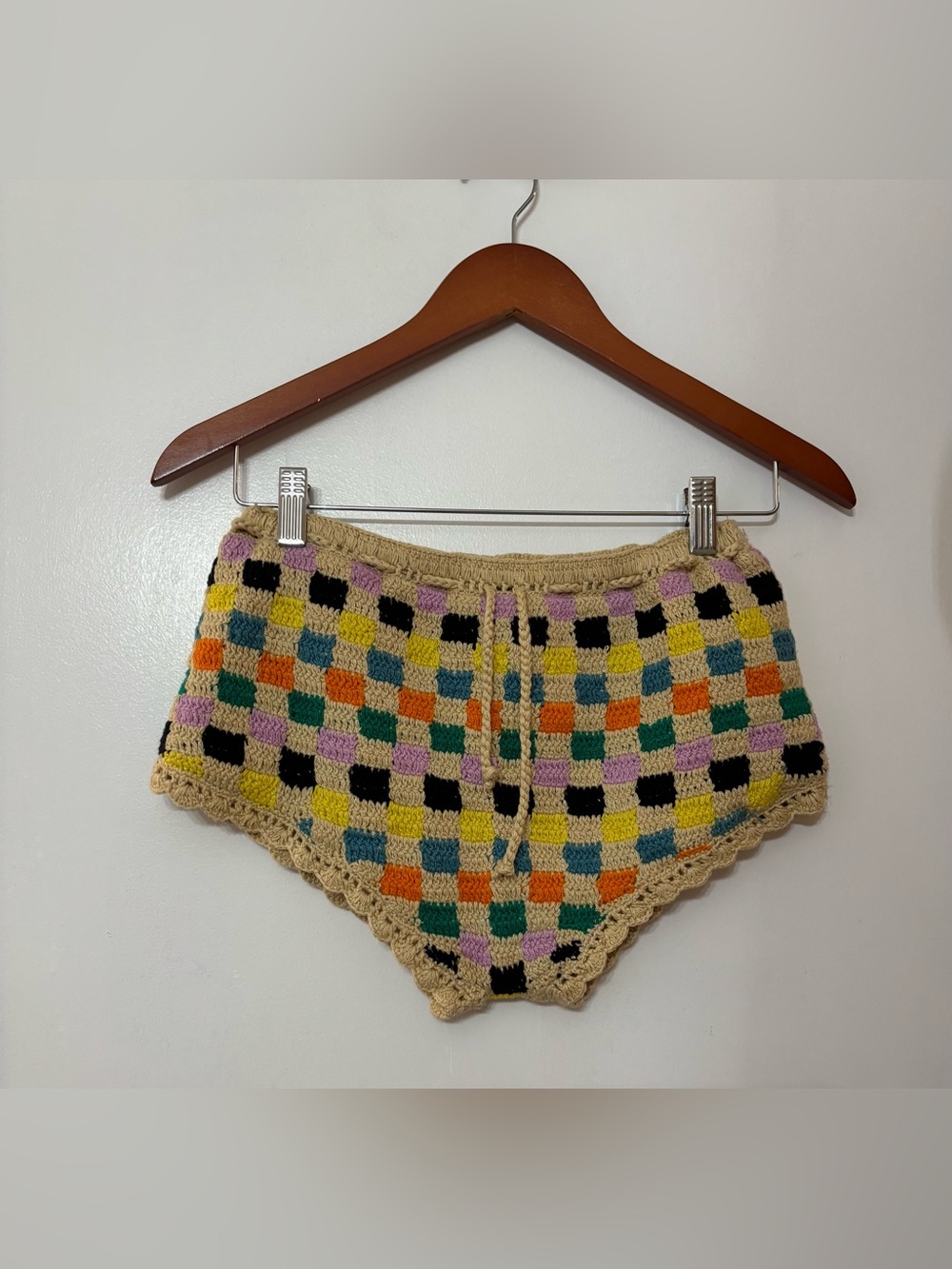 IT'S NOW COOL Women Cotton Crochet Shortie Drawstring Bikini Bottom Size XS